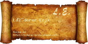 Lóderer Erik névjegykártya